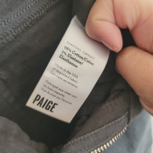 PAIGE, Liam High Rise Denim Moto Ankle Skinny Jeans, Stone Grey, Size‎ 25 - Picture 10 of 11